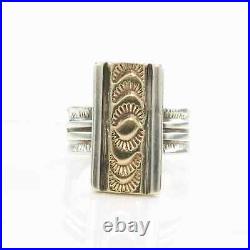 Vintage Native American Silver Ring 14K Gold Accent Stamped Sterling Size 7