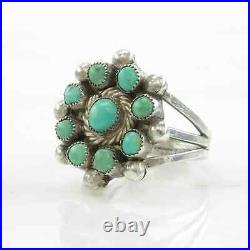 Vintage Native American Silver Ring Turquoise Cluster Sterling Size 6 1/2