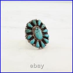 Vintage Native American Silver Ring Turquoise Cluster Sterling Size 9