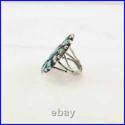 Vintage Native American Silver Ring Turquoise Cluster Sterling Size 9