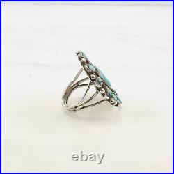 Vintage Native American Silver Ring Turquoise Cluster Sterling Size 9