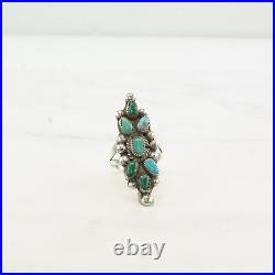 Vintage Native American Silver Ring Turquoise Cluster Zuni Sterling Size 5 1/2