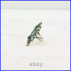 Vintage Native American Silver Ring Turquoise Cluster Zuni Sterling Size 5 1/2