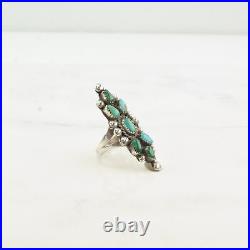 Vintage Native American Silver Ring Turquoise Cluster Zuni Sterling Size 5 1/2