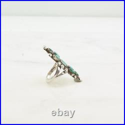 Vintage Native American Silver Ring Turquoise Cluster Zuni Sterling Size 5 1/2