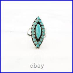 Vintage Native American Silver Ring Turquoise Cluster Zuni Sterling Size 8