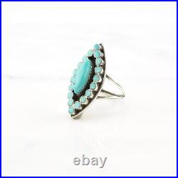 Vintage Native American Silver Ring Turquoise Cluster Zuni Sterling Size 8