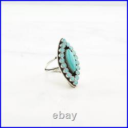 Vintage Native American Silver Ring Turquoise Cluster Zuni Sterling Size 8