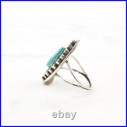 Vintage Native American Silver Ring Turquoise Cluster Zuni Sterling Size 8