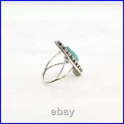 Vintage Native American Silver Ring Turquoise Cluster Zuni Sterling Size 8