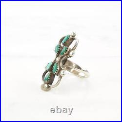 Vintage Native American Silver Ring Turquoise Cluster Zuni Sterling Size 8 1/2