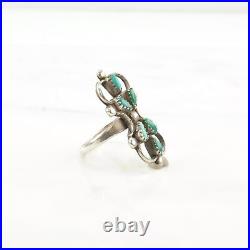 Vintage Native American Silver Ring Turquoise Cluster Zuni Sterling Size 8 1/2