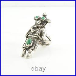 Vintage Native American Silver Ring Turquoise Kachina Sterling Green Size 6 3/4