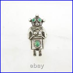 Vintage Native American Silver Ring Turquoise Kachina Sterling Green Size 6 3/4