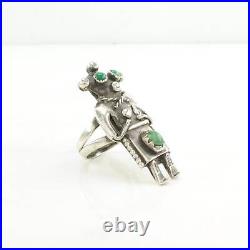 Vintage Native American Silver Ring Turquoise Kachina Sterling Green Size 6 3/4