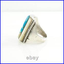 Vintage Native American Silver Ring Turquoise, MOP Inlay Sterling Size 9 1/2