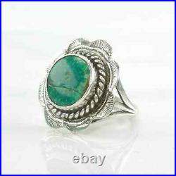 Vintage Native American Silver Ring Turquoise Scallop Sterling Size 6