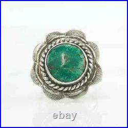 Vintage Native American Silver Ring Turquoise Scallop Sterling Size 6