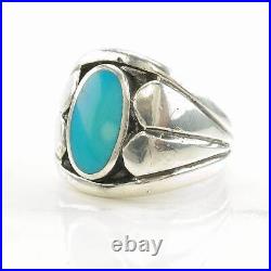 Vintage Native American Silver Ring Turquoise Sterling Size 12 1/4