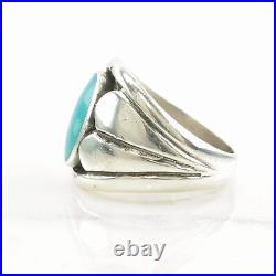 Vintage Native American Silver Ring Turquoise Sterling Size 12 1/4