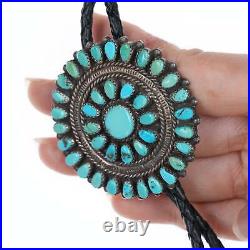 Vintage Native American Silver and turquoise cluster bolo tie