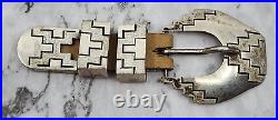 Vintage Native American Southwestern Sterling Silver Ranger Buckle Set