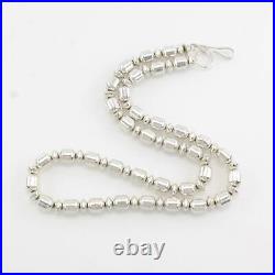 Vintage Native American Sterling Silver 7mm Bead Tube, Disc Necklace