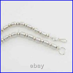 Vintage Native American Sterling Silver 7mm Bead Tube, Disc Necklace