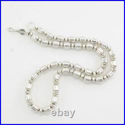 Vintage Native American Sterling Silver 7mm Bead Tube, Disc Necklace