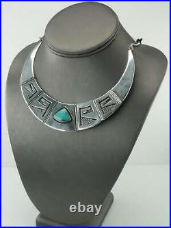 Vintage Native American Sterling Silver Blue Turquoise Overlay Necklace