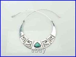 Vintage Native American Sterling Silver Blue Turquoise Overlay Necklace