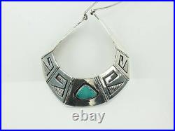 Vintage Native American Sterling Silver Blue Turquoise Overlay Necklace