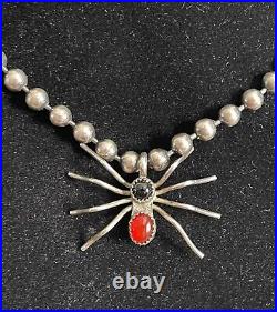 Vintage Native American Sterling Silver Spider Pendant With Necklace 50.9g