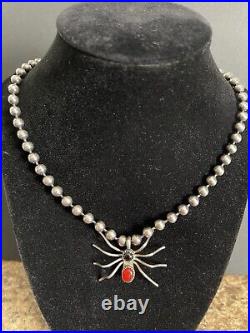 Vintage Native American Sterling Silver Spider Pendant With Necklace 50.9g