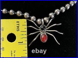 Vintage Native American Sterling Silver Spider Pendant With Necklace 50.9g