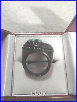 Vintage Native American Sterling Silver Turquoise Ring Sz 5.5