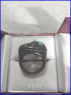 Vintage Native American Sterling Silver Turquoise Ring Sz 5.5