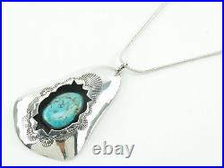 Vintage Native American Sterling Silver Turquoise Shadowbox Necklace