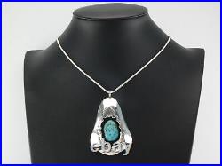 Vintage Native American Sterling Silver Turquoise Shadowbox Necklace