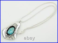 Vintage Native American Sterling Silver Turquoise Shadowbox Necklace