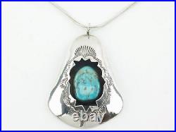 Vintage Native American Sterling Silver Turquoise Shadowbox Necklace