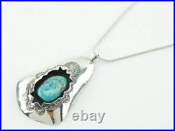 Vintage Native American Sterling Silver Turquoise Shadowbox Necklace