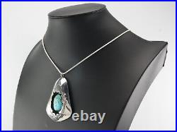 Vintage Native American Sterling Silver Turquoise Shadowbox Necklace