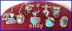 Vintage Native American Sterling Silver and Turquoise Jewelry Lot