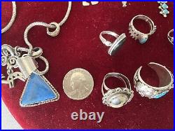 Vintage Native American Sterling Silver and Turquoise Jewelry Lot