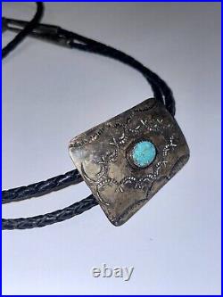 Vintage Native American W. D. Solid 925 Sterling Silver Turquoise Leather Belt