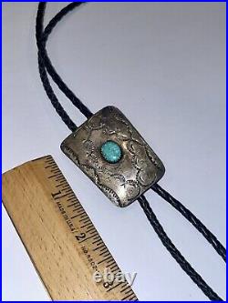 Vintage Native American W. D. Solid 925 Sterling Silver Turquoise Leather Belt