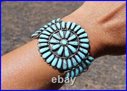 Vintage Navajo Bracelet Authentic Native American Cuff Turquoise Jewelry sz6.75