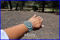 Vintage Navajo Bracelet Authentic Native American Cuff Turquoise Jewelry sz6.75