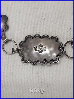 Vintage Navajo Native American Sterling Silver Concho Belt Chain Flower Stamped